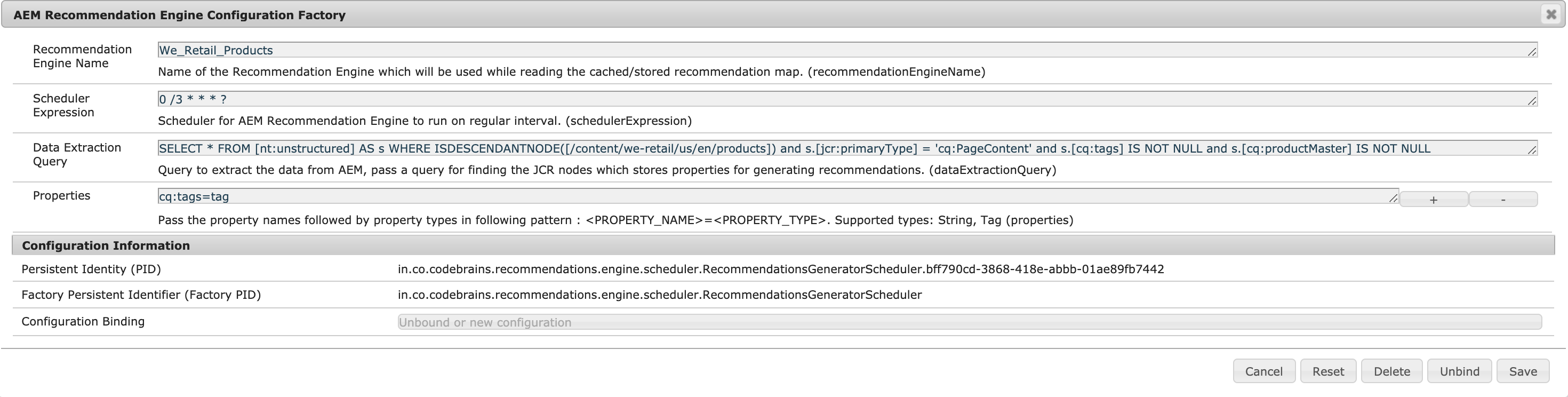 Configuring Recommendation Engine